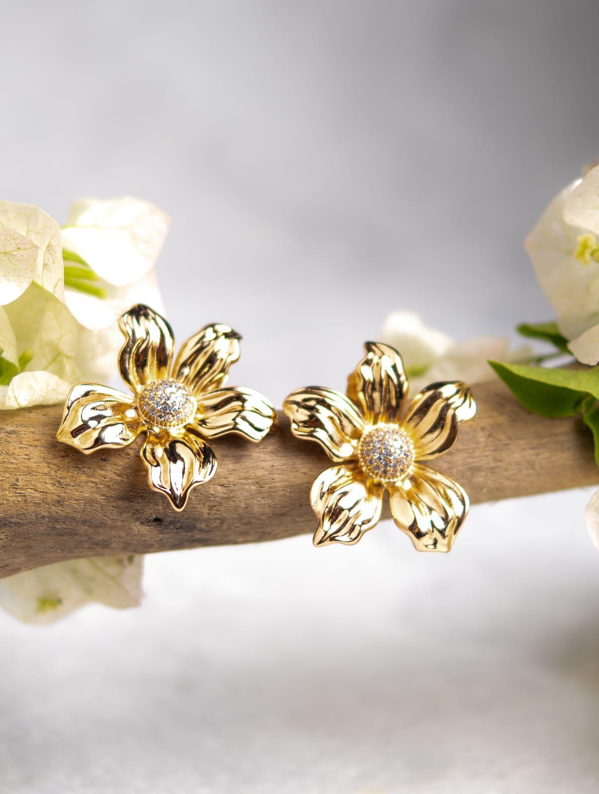 Aretes Eterna Garden – Doble Baño de Oro